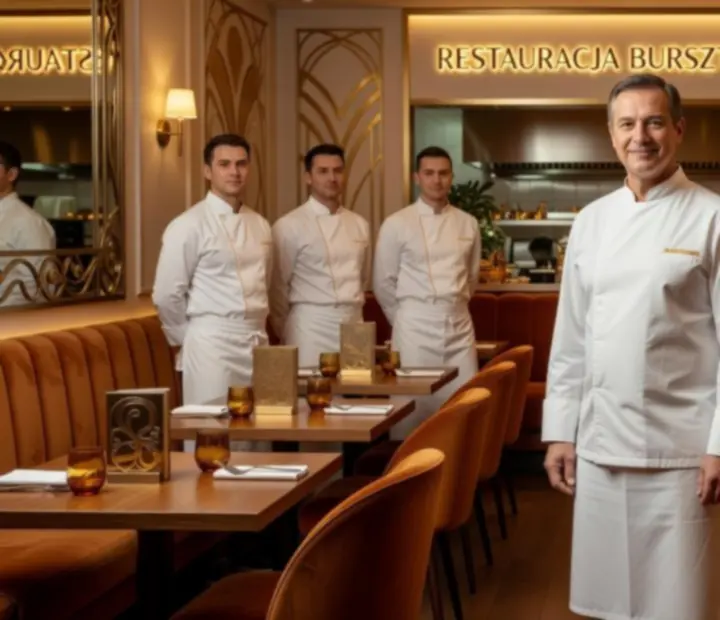 Zespół kucharzy w polskiej restauracji przygotowujący eleganckie dania