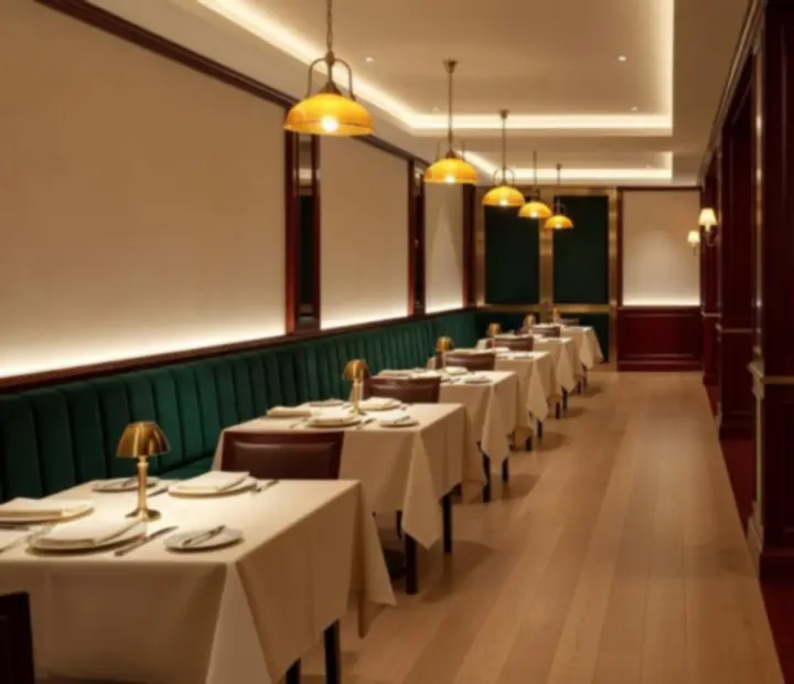 Przejście z jasnej restauracji do zielonego Casino Lounge Nalqu Rivo