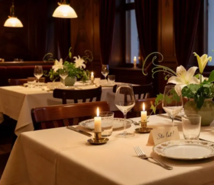 Elegancko nakryty stół na prywatne przyjęcie w restauracji Nalqu Rivo